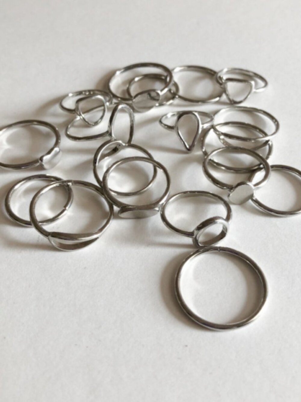 Silver Abstract Fashion Rings 19 Pieces